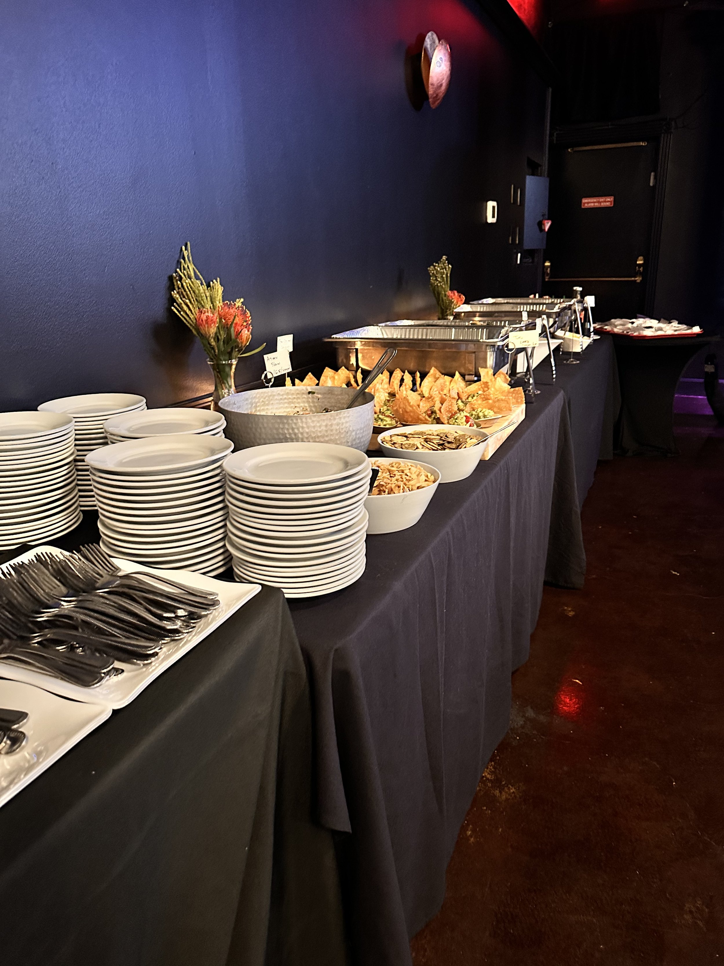 Buffet setup at a private event